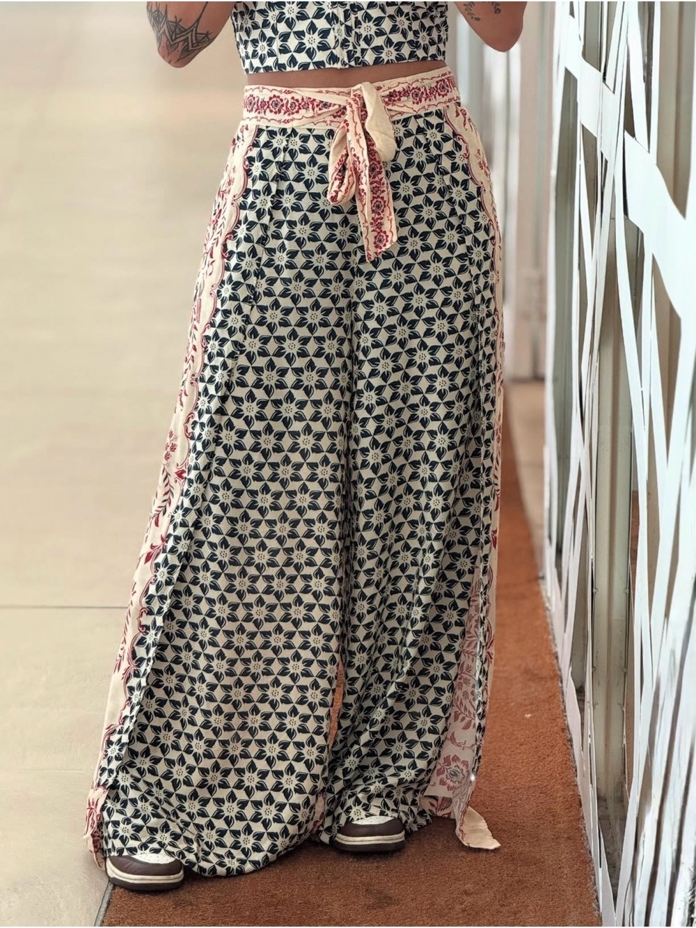 FARM Rio Floral Wide-Leg Pants Borbolina Size S